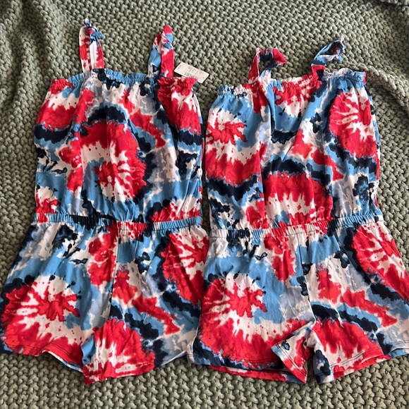 NWT 2 Children’s Place tye-dye rompers Size 10/12 - Picture 2 of 4